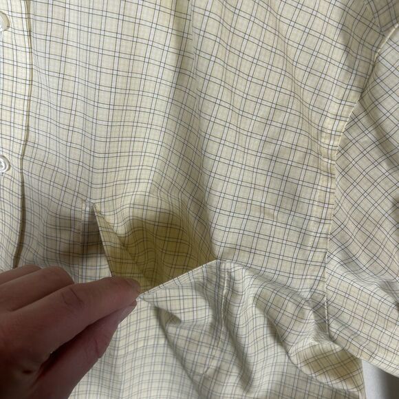 Eddie Bauer Button Down Shirt XL Tall Yellow Plaid Long Sleeve Relaxed Fit XLT - Picture 4 of 9